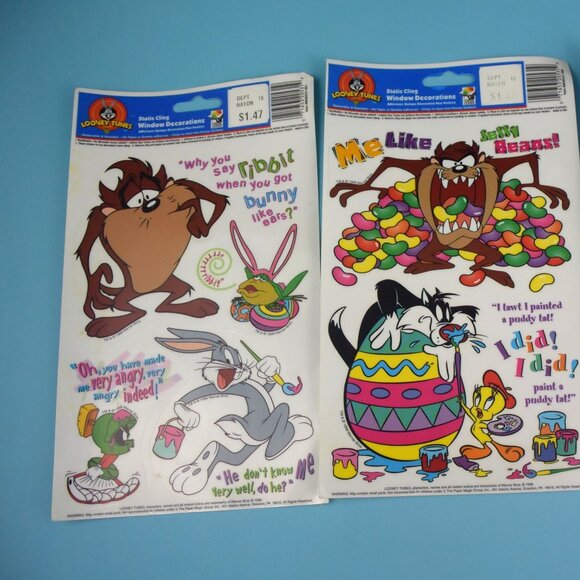 3 Sheets Looney Tunes Static Cling Easter Window Decorations New in Pkg - Picture 2 of 9